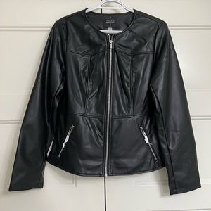 black leather jacket